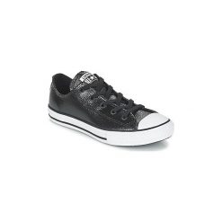 Buty Dziecko Converse CHUCK TAYLOR ALL STAR METALLIC CUIR OX. Czarne trampki dziewczęce Converse, bez wzorów, bez zapięcia. Za 175,20 zł.