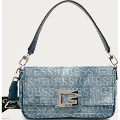 Guess Jeans - Torebka. Niebieskie torby damskie na zakupy Guess Jeans, w paski, z bawełny, na ramię, bez dodatków. W wyprzedaży za 459,90 zł.
