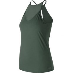 Top sportowy w kolorze zielonym. Zielone topy damskie New Balance, m, bez wzorów, z materiału, bez kołnierzyka. W wyprzedaży za 84,95 zł.