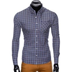 KOSZULA MĘSKA W KRATĘ Z DŁUGIM RĘKAWEM K429 - GRANATOWA/BEŻOWA. Brązowe koszule męskie na spinki marki Ombre Clothing, m, z długim rękawem. Za 59,00 zł.