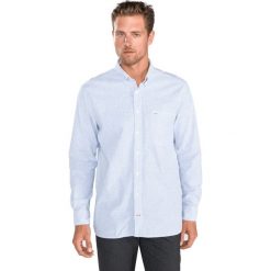 Tommy Hilfiger Koszula Niebieski. Niebieskie koszule męskie TOMMY HILFIGER, s, w paski, z elastanu, bez kołnierzyka, z długim rękawem. Za 516,95 zł.