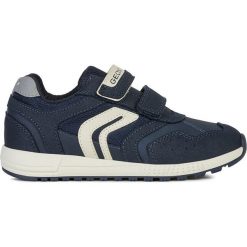 Geox - Buty dziecięce. Niebieskie trampki chłopięce Geox, bez wzorów, ze skóry, sportowe, bez zapięcia. W wyprzedaży za 199,90 zł.