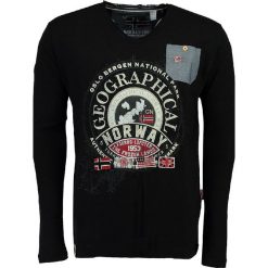 Sweter "Jignac" w kolorze czarnym. Czarne swetry męskie Geographical Norway Men, s, z nadrukiem, z bawełny, bez kołnierzyka, bez kaptura. W wyprzedaży za 69,95 zł.