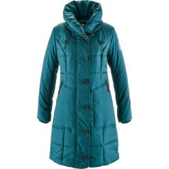 Płaszcz pikowany bonprix niebieskozielony. Niebieskie płaszcze damskie bonprix. Za 229,99 zł.