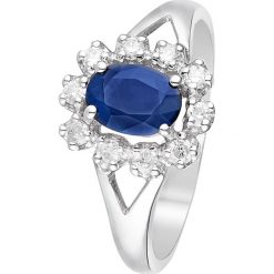 Złoty pierścionek z diamentami i szafirem. Szare pierścionki damskie Diamond & Co, z szafirem, złote. W wyprzedaży za 1407,95 zł.