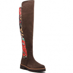 Muszkieterki GABOR - 91.805.38 Engl/Brown/Multic. Brązowe buty zimowe damskie Gabor, z materiału, na obcasie. Za 719,00 zł.
