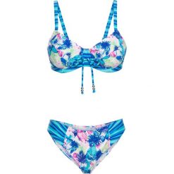Stroje dwuczęściowe damskie: Bikini na fiszbinach „minimizer” (2 części) bonprix lila-turkusowy