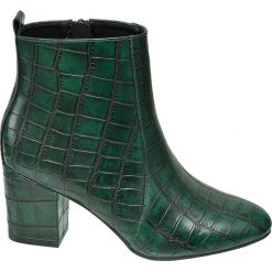 Botki damskie Graceland zielone. Zielone botki damskie Graceland, ze skóry, bez obcasa, na obcasie, na zamek. Za 179,90 zł.
