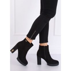 Botki na obcasie czarne 1033-GA BLACK. Czarne botki damskie obuwie damskie, z zamszu, eleganckie, bez obcasa, na obcasie, na zamek. Za 82,62 zł.