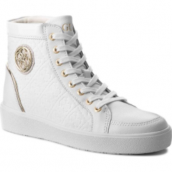 Sneakersy GUESS - FLACE3 LEP12 WHITE. Białe sneakersy damskie Guess, z materiału. W wyprzedaży za 499,00 zł.