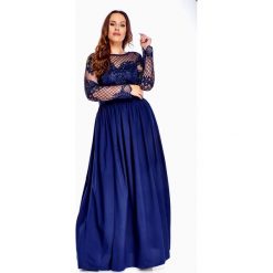 Wieczorowa sukienka maxi granatowy. Niebieskie sukienki damskie N/A, l, bez wzorów, wizytowe, bez kołnierzyka, plus size, bez rękawów, maxi. Za 350,12 zł.