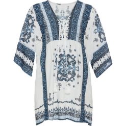 Tunika z nadrukiem bonprix biel wełny wzorzysty. Białe tuniki damskie bonprix, na lato, z nadrukiem, z wełny, boho. Za 109,99 zł.