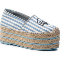 Espadryle CHIARA FERRAGNI - CF2311 Regata. Niebieskie espadryle damskie Chiara Ferragni, bez wzorów, ze skóry, bez obcasa, na koturnie, bez zapięcia. W wyprzedaży za 679,00 zł.