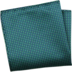 Zielono-Granatowa Elegancka Męska Poszetka -ALTIES- w Pepitkę POSZALTTANIA0376. Niebieskie poszetki męskie Alties, bez wzorów, z materiału, eleganckie. Za 16,90 zł.