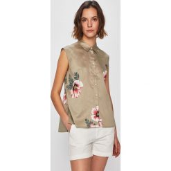 Pepe Jeans - Top. Żółte bluzki damskie Pepe Jeans, s, w kwiaty, z elastanu, bez kołnierzyka. W wyprzedaży za 159,90 zł.