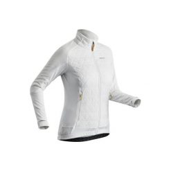 Kurtka polarowa hybrydowa turystyczna SH900 X-Warm damska. Białe kurtki damskie QUECHUA, na zimę, xs, bez wzorów, z elastanu, bez kaptura. Za 149,99 zł.