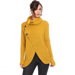 Kardigan "Stone" w kolorze musztardowym. Żółte kardigany damskie marki Cosy Winter, s, ze splotem. W wyprzedaży za 181,95 zł.
