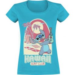 Lilo & Stitch Hawaii Koszulka damska niebieski. Niebieskie koszulki damskie marki Lilo & Stitch, xxl, z nadrukiem, z okrągłym kołnierzem. Za 74,90 zł.