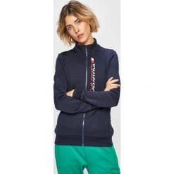 Tommy Sport - Bluza. Niebieskie bluzy sportowe damskie Tommy Sport, s, z nadrukiem, z poliesteru, bez rękawów, bez kaptura. W wyprzedaży za 289,90 zł.