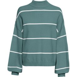 Sweter w paski bonprix niebieski mineralny - biały w paski. Niebieskie swetry damskie bonprix, w paski, bez rękawów, bez kaptura. Za 99,99 zł.