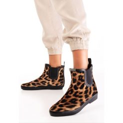 Camelowo-Czarne Kalosze Ariesnore. Czarne kalosze damskie Born2be, bez wzorów. Za 119,99 zł.