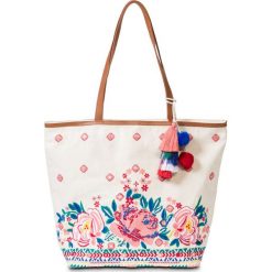 Torba shopper plażowa z haftem bonprix cielisto-różowo-turkusowy. Brązowe torby damskie na zakupy bonprix, z haftami, z haftem. Za 109,99 zł.