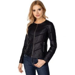 Klasyczna kurtka ramoneska z materiałowymi wstawkami. Kurtki damskie Made in Poland, s, bez wzorów, z wiskozy, klasyczne, bez kaptura. Za 269,00 zł.