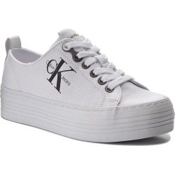Tenisówki CALVIN KLEIN JEANS - Zolah R0673 White. Białe półbuty damskie marki Calvin Klein Jeans, bez wzorów, z jeansu, na sznurówki. Za 409,90 zł.