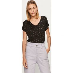 Answear - T-shirt Answear Lab. Czarne bluzki damskie ANSWEAR, s, w grochy, z bawełny, casualowe, bez kołnierzyka. Za 49,90 zł.