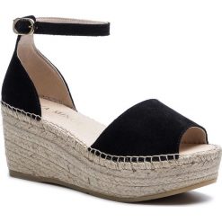 Espadryle EVA MINGE - EM-14-05-000103 801. Czarne espadryle damskie Eva Minge, bez wzorów, ze skóry, bez obcasa, na obcasie. W wyprzedaży za 279,00 zł.