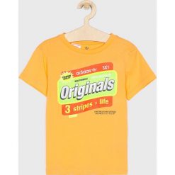 Adidas Originals - T-shirt dziecięcy 128-176 cm. Pomarańczowe t-shirty chłopięce adidas Originals, z nadrukiem, z bawełny, bez rękawów. W wyprzedaży za 69,90 zł.