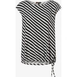 Street One - T-shirt damski, czarny. Czarne t-shirty damskie Street One, w paski, street, bez kołnierzyka. Za 129,95 zł.