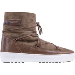 Buty MOON BOOT PULSE LOW SHEARLING Brązowy|Zielony. Brązowe koturny damskie marki Moon Boot, bez obcasa, na koturnie, bez zapięcia. W wyprzedaży za 450,00 zł.