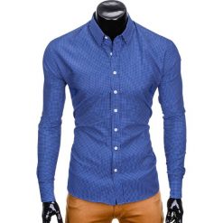 KOSZULA MĘSKA ELEGANCKA Z DŁUGIM RĘKAWEM K411 - BIAŁA/GRANATOWA. Białe koszule męskie Ombre Clothing, s, bez wzorów, eleganckie, z kontrastowym kołnierzykiem, z długim rękawem. Za 29,00 zł.