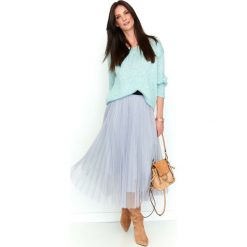 Szara Plisowana Długa Spódnica Tiulowa. Szare spódniczki damskie Molly.pl, s, bez wzorów, z gumy, eleganckie, długie, maxi, dopasowane. Za 184,90 zł.