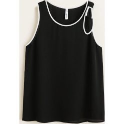 Mango - Top. Czarne topy damskie Mango, l, z materiału, z okrągłym kołnierzem. Za 99,90 zł.