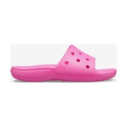 Crocs Classic Kapcie Różowy. Różowe kapcie damskie Crocs, w paski, z tkaniny, bez obcasa. Za 102,95 zł.