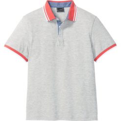 Shirt polo z kontrastowym kołnierzykiem bonprix jasnoszary melanż. Szare koszulki męskie bonprix, s, bez wzorów, bez rękawów. Za 49,99 zł.