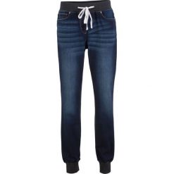 Dżinsy BOYFRIEND ze ściągaczem w talii bonprix ciemny denim. Czarne jeansy damskie bonprix. Za 109,99 zł.