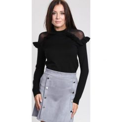Swetry klasyczne damskie: Czarny Sweter Angels Fringes