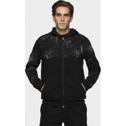 Bluza męska BLM208 - głęboka czerń allover. Bluzy męskie xxl, z dzianiny, z kapturem. W wyprzedaży za 99,99 zł.