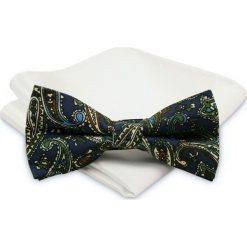 Modna Mucha Męska - Alties - Granatowa w Orientalny Wzór MUALTS0200. Muszki męskie Alties, na imprezę, w paski, eleganckie. Za 39,00 zł.