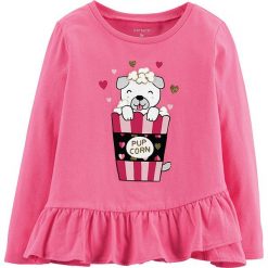 Bluza w kolorze różowym. Różowe bluzy niemowlęce Carter's, z nadrukiem, z bawełny, bez rękawów, bez kaptura. W wyprzedaży za 37,95 zł.