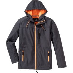 Kurtka softshell z kontrastowymi elementami bonprix antracytowy melanż. Szare płaszcze męskie bonprix, m, bez wzorów, z softshellu, bez kaptura. Za 189,99 zł.
