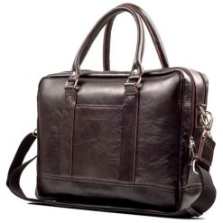 Torba skórzana na ramię, laptopa SOLIER brązowa - ciemny brąz. Pomarańczowe torby na laptopa Solier, ze skóry, biznesowe. Za 549,99 zł.