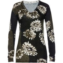 Sweter w kwiaty bonprix czarno-oliwkowy. Zielone swetry klasyczne damskie bonprix. Za 109,99 zł.