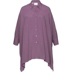Bluzka "oversize" bonprix ciemny lila. Fioletowe bluzki damskie bonprix, bez wzorów, bez kołnierzyka, z krótkim rękawem. Za 79,99 zł.