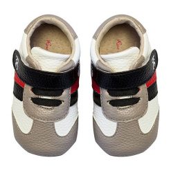 Buciki niemowlęce chłopięce: Skórzane buty niemowlęce „White Grey” w kolorze szaro-białym