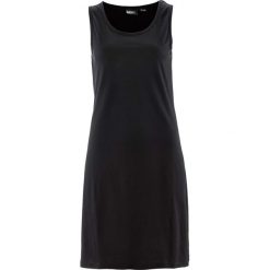 Sukienka shirtowa bonprix czarny. Czarne sukienki damskie bonprix, bez wzorów, bez kołnierzyka, bez rękawów. Za 37,99 zł.