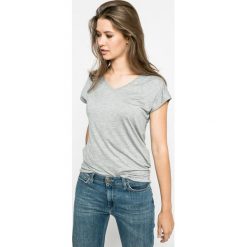 Tommy Hilfiger - Top. Szare topy damskie TOMMY HILFIGER, l, z bawełny, z okrągłym kołnierzem. W wyprzedaży za 129,90 zł.